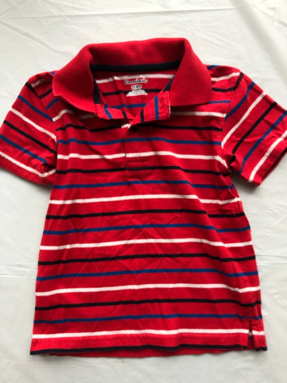 2T Garanimals Red Collared Shirt w/blue/black/white horizontal stripes; Stylish